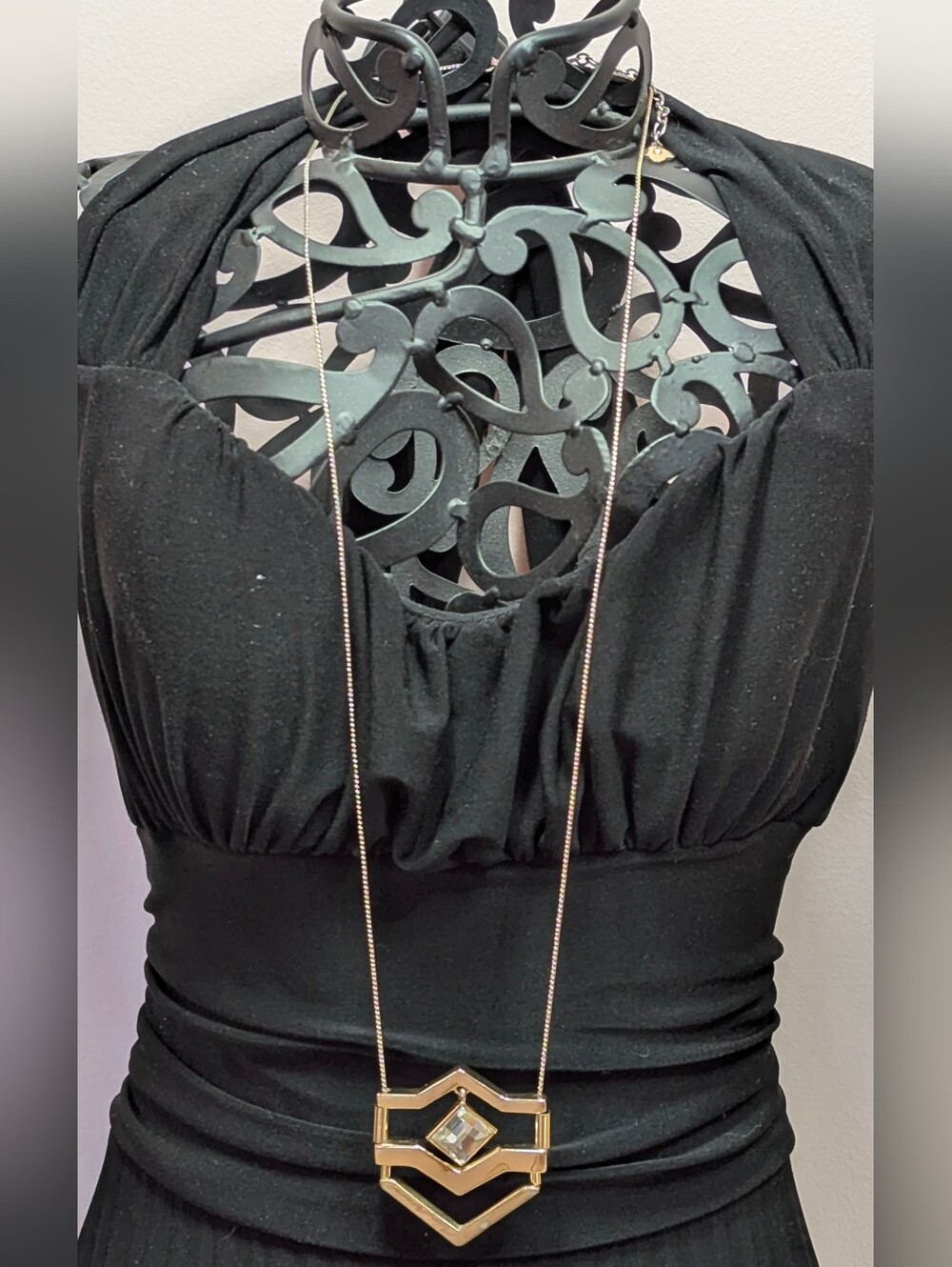 Brighton Rhythms Reversible Chevron Pendant Necklace - Black Enamel & Swarovski - Picture 3 of 5